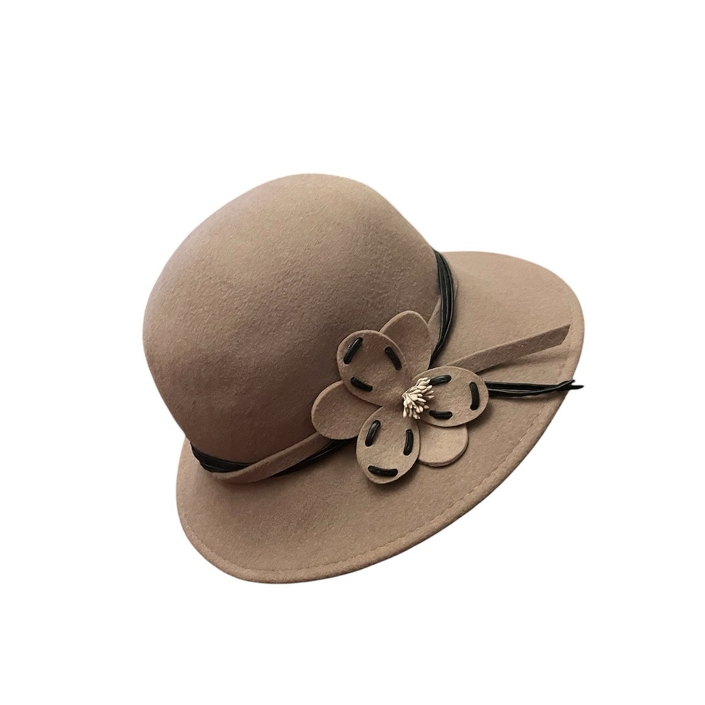 Women's Wool Hat with Floral Accent by European Designer, Callanan Millinery